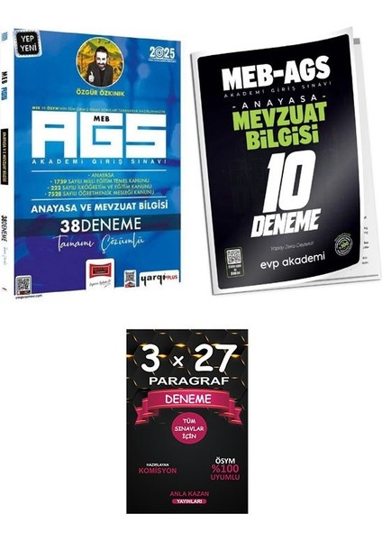 Yargı + Evp 2025 Meb-Ags Mevzuat 38+10 Deneme 2 Li Set+Anlakazan Paragraf