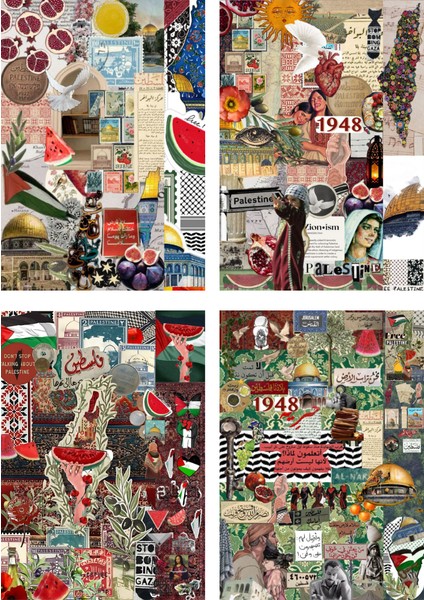 8'li Filistin Temalı Yapışkanlı Scrapbook Kağıt Seti (A5 Boyutunda)