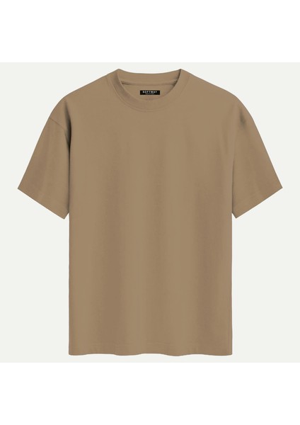 Unisex Bisiklet Yaka %100 Organik Pamuklu Kalın Dokulu Ferrari F40 Baskılı Oversize T-Shirt - Açık Kahverengi fiyatları