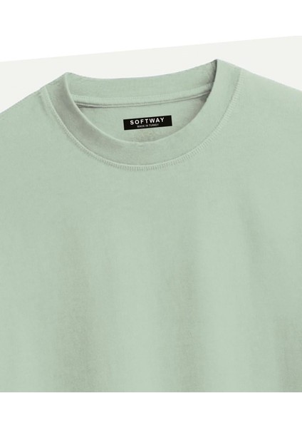 Unisex Bisiklet Yaka %100 Organik Pamuklu Kalın Dokulu Guardian Protection Baskılı Oversize T-Shirt - Bej modelleri