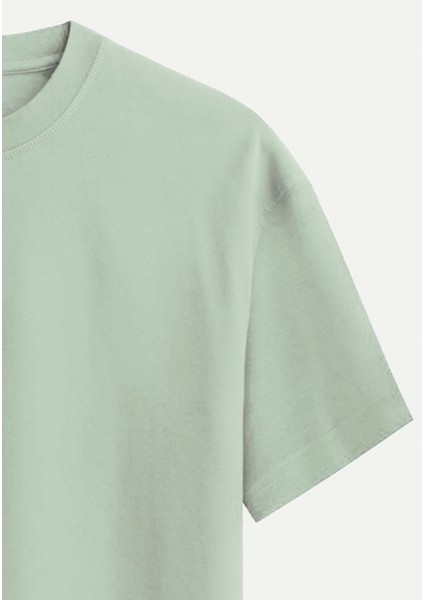 Unisex Bisiklet Yaka %100 Organik Pamuklu Kalın Dokulu Guardian Protection Baskılı Oversize T-Shirt - Bej fırsatları