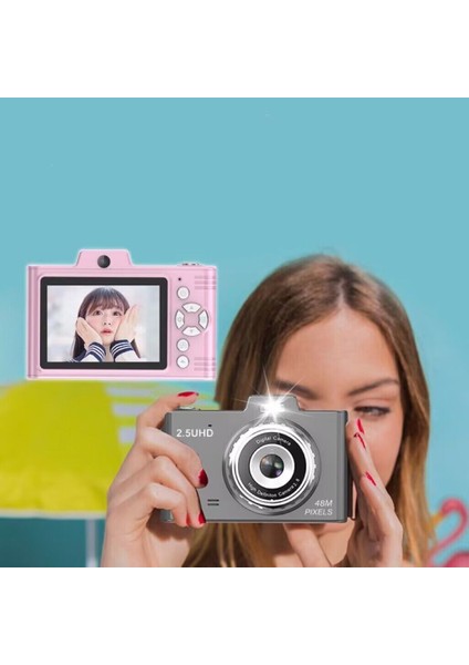 Hd Piksel Ccd Retro Öğrenci Kamerası 2,8 Inç LCD Ekran Taşınabilir Dijital Kamera Desteği Tf Kart-Siyah (Yurt Dışından)