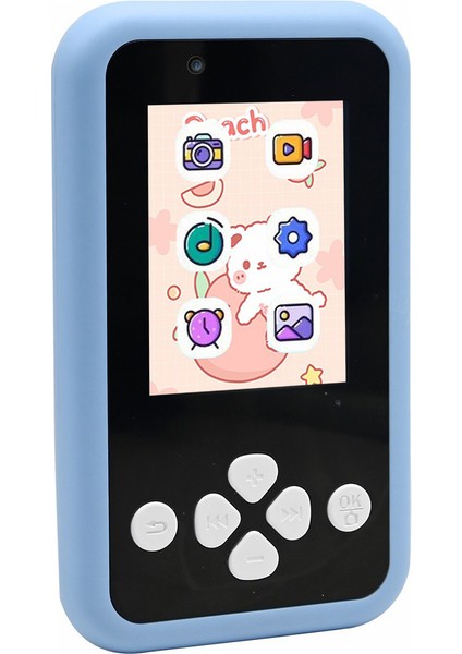 KDC-0027A 2.4 Inç Ekran Çocuk Telefonu Oyuncak Dijital Kamera Çocuk Eğitici Oyuncak (32G Tf Kart + Kart Okuyucu) -Mavi (Yurt Dışından)
