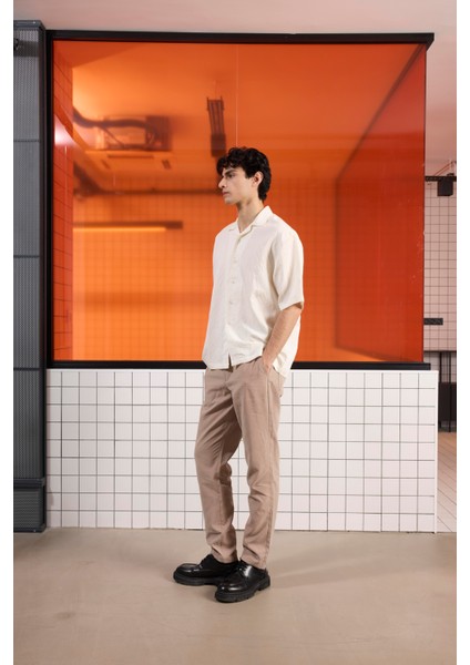 Apaj Yaka Çizgili Oversize Modal Gömlek