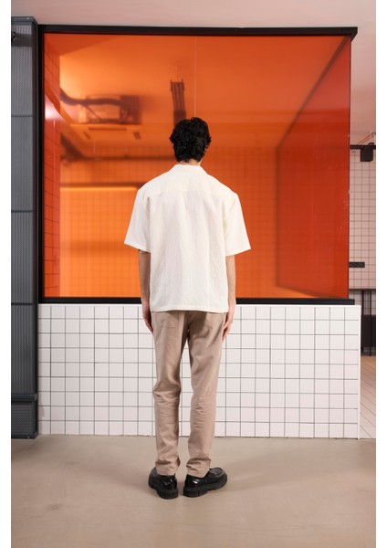 Apaj Yaka Çizgili Oversize Modal Gömlek