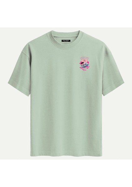Unisex Bisiklet Yaka %100 Organik Pamuklu Kalın Dokulu Tokyo Baskılı Oversize T-Shirt - Bej fiyatları