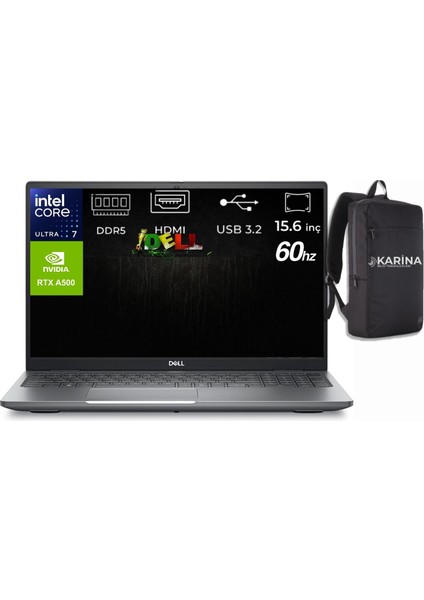 Precision 3591 Ultra 7 155H 16GB 1tb Rtx A500 Windows 11 Pro 15.6" Fhd Taşınabilir Bilgisayar XCTOP3591EMEA-07
