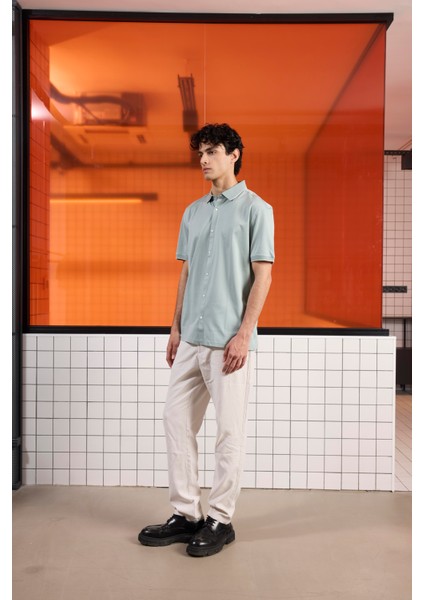 Triko Yakalı Merserize Erkek Gömlek fırsatları