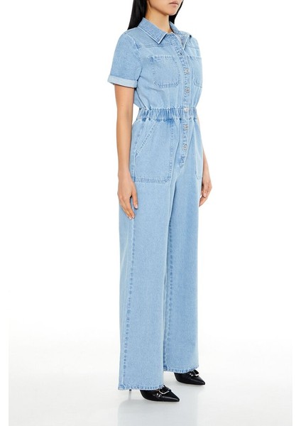 Denim Straight-Leg Tulum fırsatları