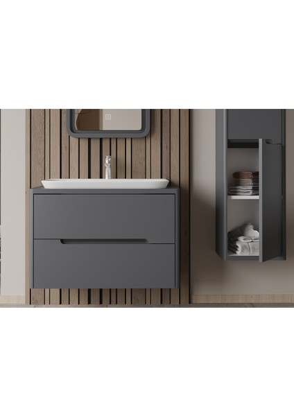 Arlin 80 cm Lake Banyo Dolabı Antrasit
