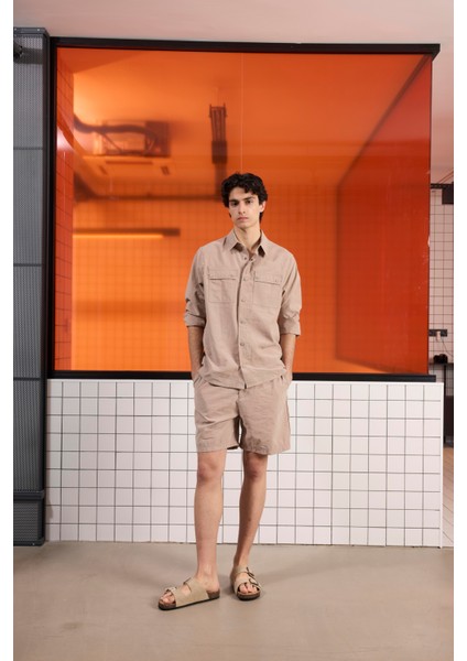 Cep Detaylı Çıtçıt Kapamalı Erkek Dış Gömlek