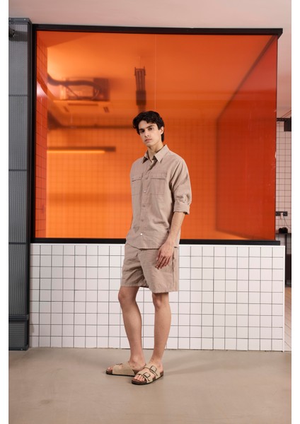 Cep Detaylı Çıtçıt Kapamalı Erkek Dış Gömlek