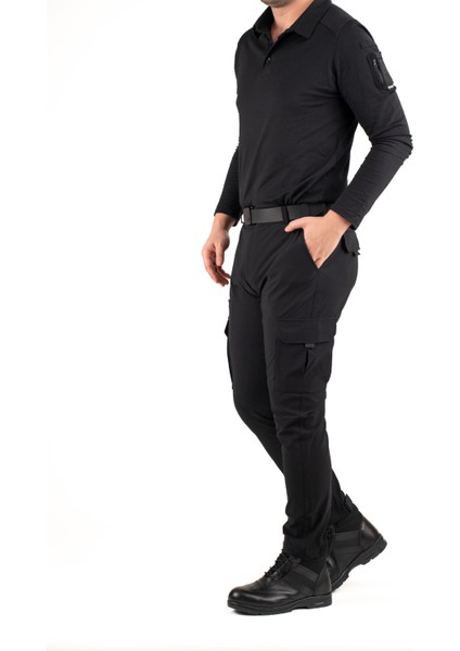 Erkek Taktik Outdoor Kargo Pantolon – Suya Dayanıklı, Esnek ve Çok Cepli Siyah Renk