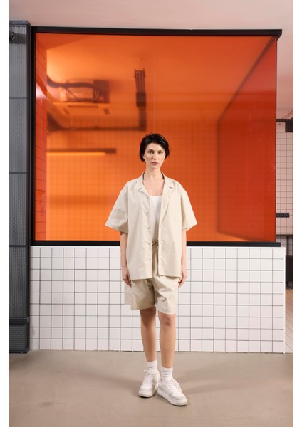 Apaj Yaka Oversize Baskılı Erkek Gömlek