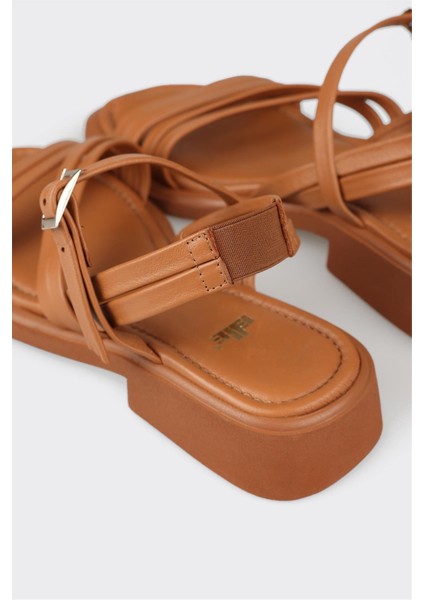 Taba Deri Kadın Düz Sandalet indirimleri