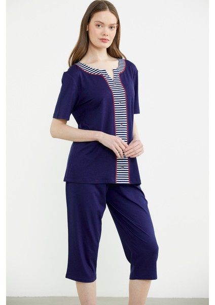 Çizgi Detaylı Kapri Penye Takım - Lacivert fiyatları