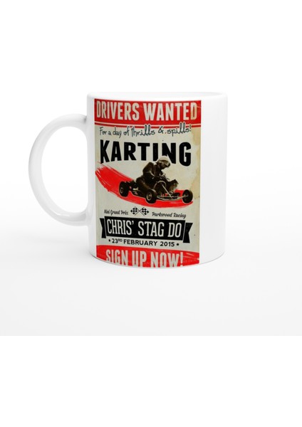 Karting Gününe Çağrı Retro Afiş Temalı Kupa Bardak