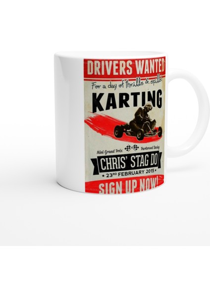 Karting Gününe Çağrı Retro Afiş Temalı Kupa Bardak