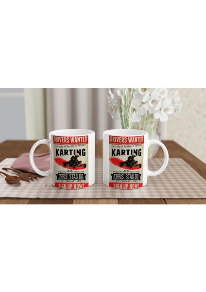 Karting Gününe Çağrı Retro Afiş Temalı Kupa Bardak