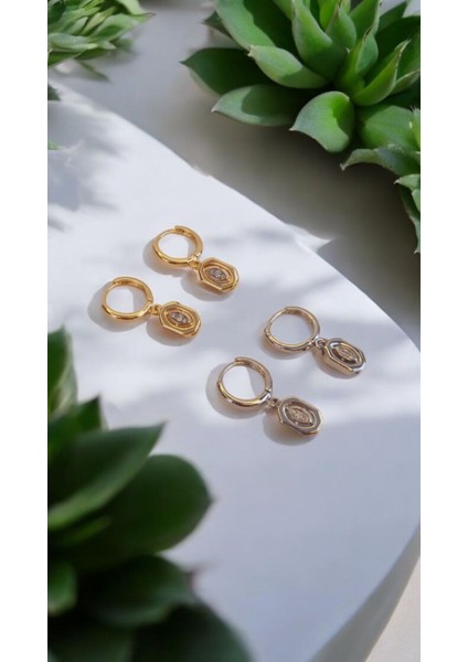 Premium Seri Paslanmaz Çelik Taşlı Küpe