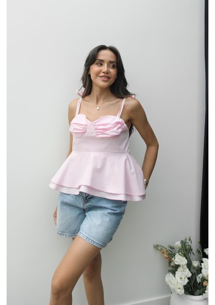 Pembe Berlin Askılı Bluz