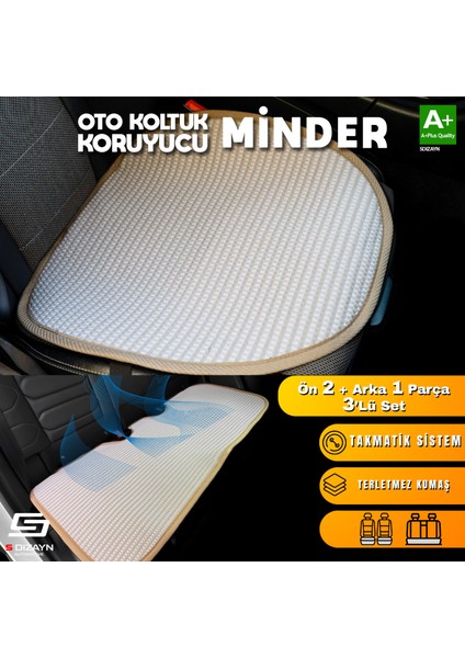 Oto Koltuk Koruyucu Alt Minder Krem Universal 2+1 Parça Ön Arka A+ Kalite