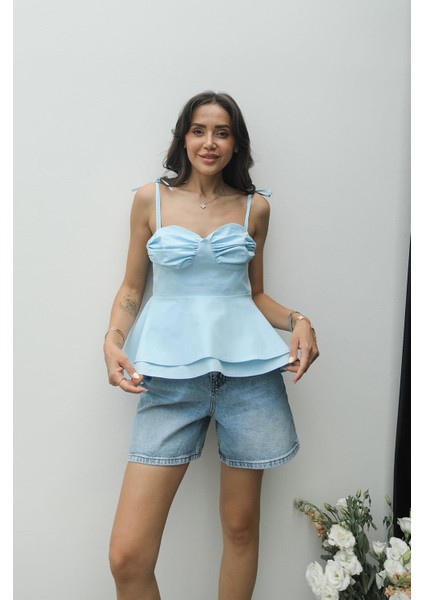 Mavi Berlin Askılı Bluz