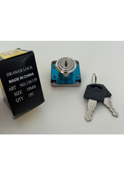 138/139 Çekmece Kilidi 19 mm Metal Gövdeli Anahtarlı Dolap Kilidi - (2 Kilit /4 Anahtar)