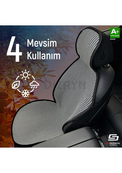 Oto Koltuk Koruyucu Kılıf Set Çizgili Füme Beyaz Universal 2+3 Parça Ön Arka
