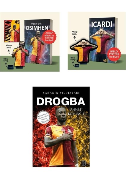 Sahanın Yıldızları: Drogba - Victor Osimhen - Biblo ve Poster Hediyeli! - Arjantinli Efsane Forvetin Hikayesi Icardi - Biblo Poster Hediyeli