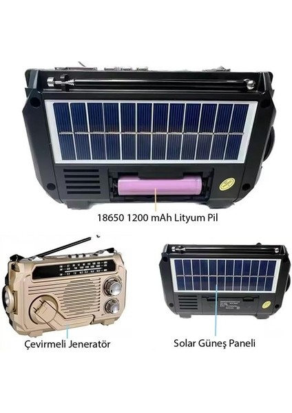 Puxing PX-777 Portatif Analog Radyo Fm-Usb-Sd-Aux-Bluetooth Lityum Pilli Solar Güneş Panelli