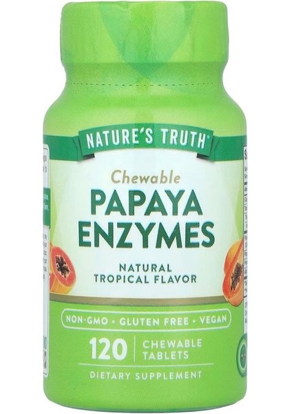 Chewable Papaya Enzymes, Natural Tropical, 120 Chewable Tablets