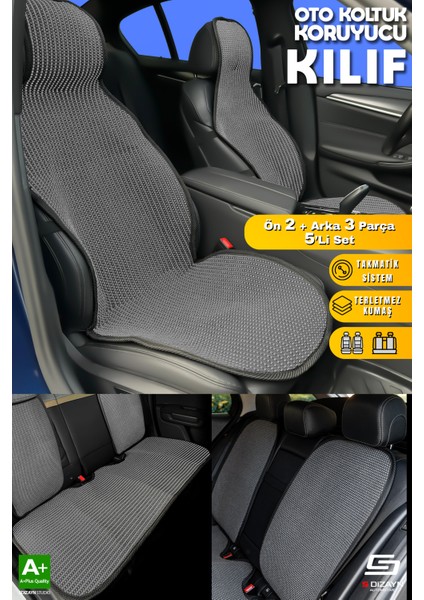 Oto Koltuk Koruyucu Kılıf Set Füme Universal 2+3 Parça Ön Arka