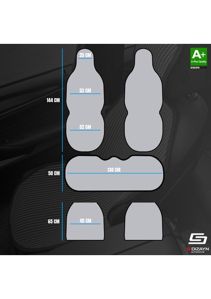 Oto Koltuk Koruyucu Kılıf Set Füme Universal 2+3 Parça Ön Arka