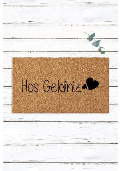 Hoş Geldiniz Yazılı Kalpli Kapı Paspası Ev Kapı Önü Paspas