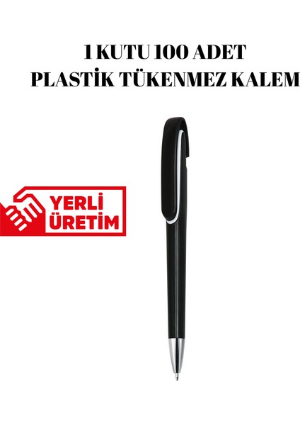 Plastik Tükenmez Kalem 100 Adet Basmalı Tükenmez Kalem Okul Iş Ofis Tükenmez Kalem