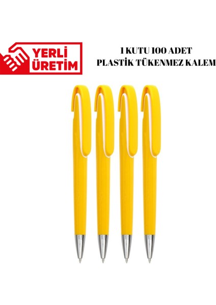 Plastik Tükenmez Kalem 100 Adet Basmalı Tükenmez Kalem Okul Iş Ofis Tükenmez Kalem