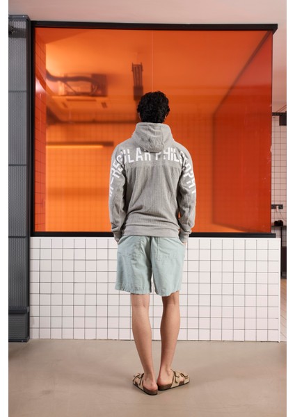 Kapüşonlu Baskı Detaylı Kadife Erkek Sweatshirt fırsatları
