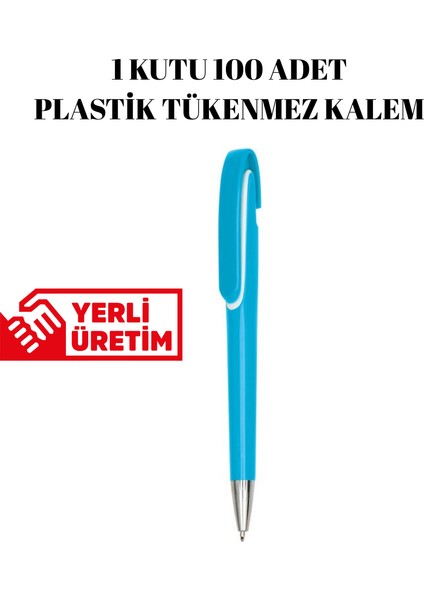 Plastik Tükenmez Kalem 100 Adet Basmalı Tükenmez Kalem Okul Iş Ofis Tükenmez Kalem