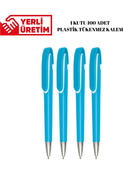 Plastik Tükenmez Kalem 100 Adet Basmalı Tükenmez Kalem Okul Iş Ofis Tükenmez Kalem