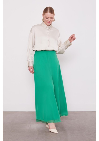 Zümrüt Geniş Paçalı Şifon Pantolon fiyatları