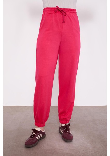 Fuşya Beli Lastikli Jogger Pantolon