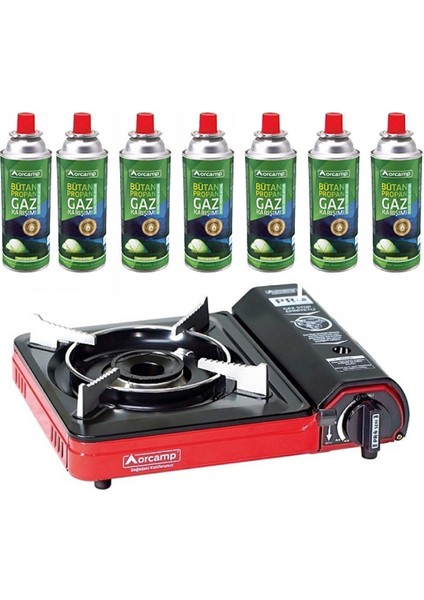 Tekli Portatif Kamp Ocak Gaz Stop Emniyetli 7 Adet 227 Kartuş