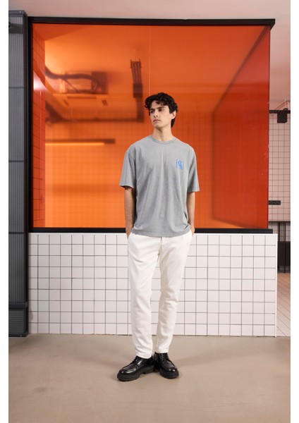 Bisiklet Yaka Arkası Enjeksiyon Baskı %100 Pamuk Oversize Erkek T-Shirt fiyatları