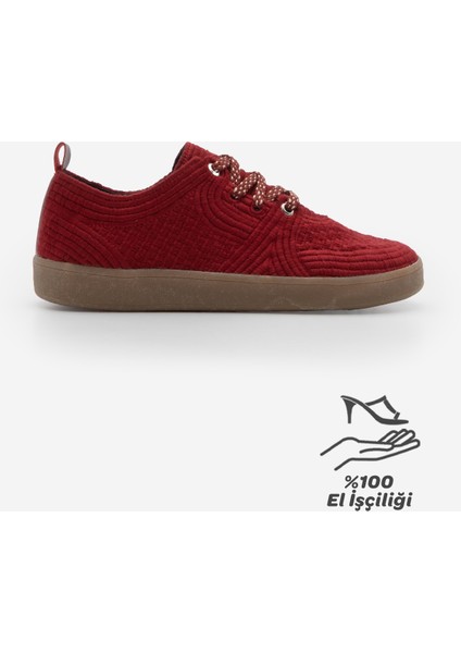Kadın Sneaker Işlemeli Nakışlı Renkli Bağcıklı Spor Ayakkabı Valgin