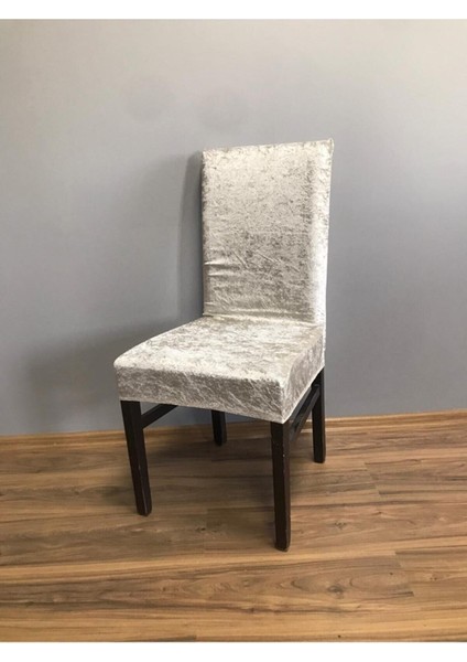Kadife Sandalye Kılıfı,sandalye Örtüsü, Lastıkli, Standart 6lı Adet Kadife Sandalye Kılıfı