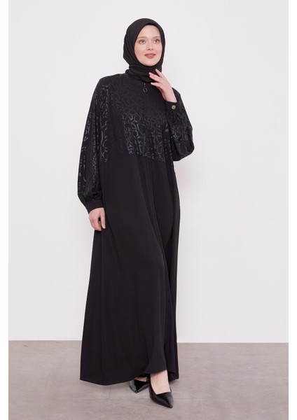 Siyah Leopar Desen Ferace