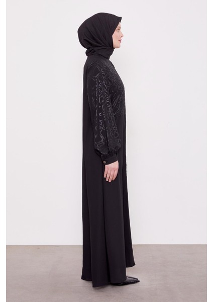 Siyah Leopar Desen Ferace