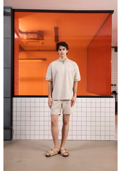 Dik Yaka Pamuklu Regular Fit Erkek T-Shirt