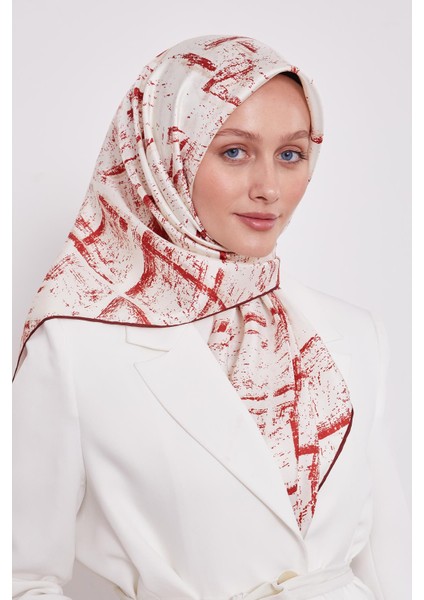 Bordo Karışık Fırça Desen Twill Ipek Eşarp fiyatları
